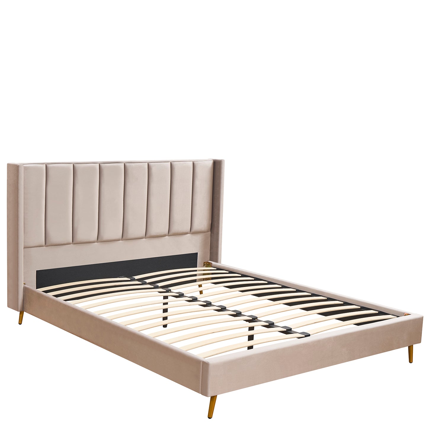 Κρεβάτι Υπέρδιπλο ArteLibre SEDONA Μπεζ Ύφασμα Για Στρώμα 160x200cm - Hippiehome.gr