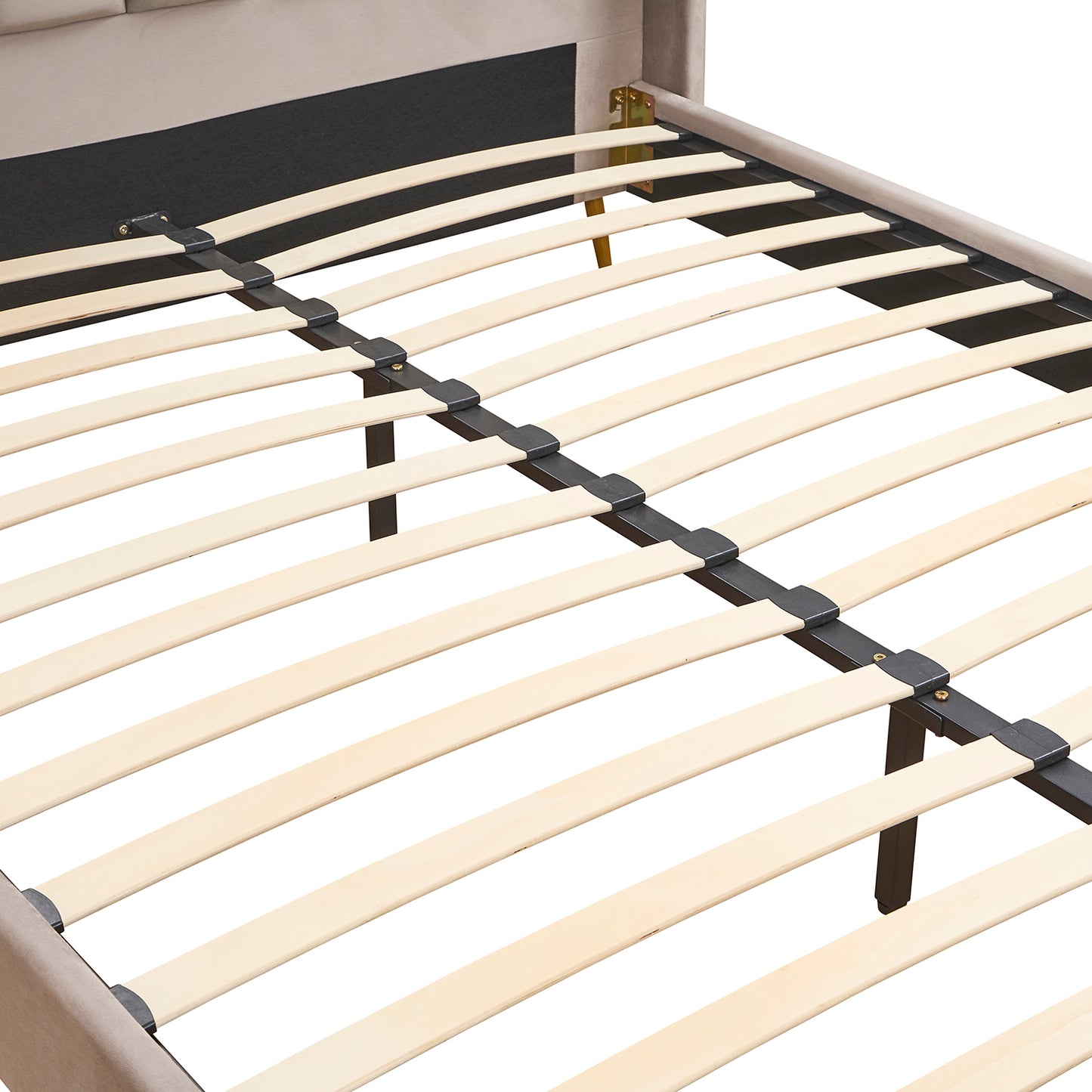 Κρεβάτι Υπέρδιπλο ArteLibre SEDONA Μπεζ Ύφασμα Για Στρώμα 160x200cm - Hippiehome.gr