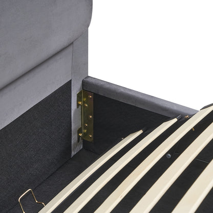 Κρεβάτι Υπέρδιπλο ArteLibre YUMA Γκρι Ύφασμα Για Στρώμα 160x200cm - Hippiehome.gr