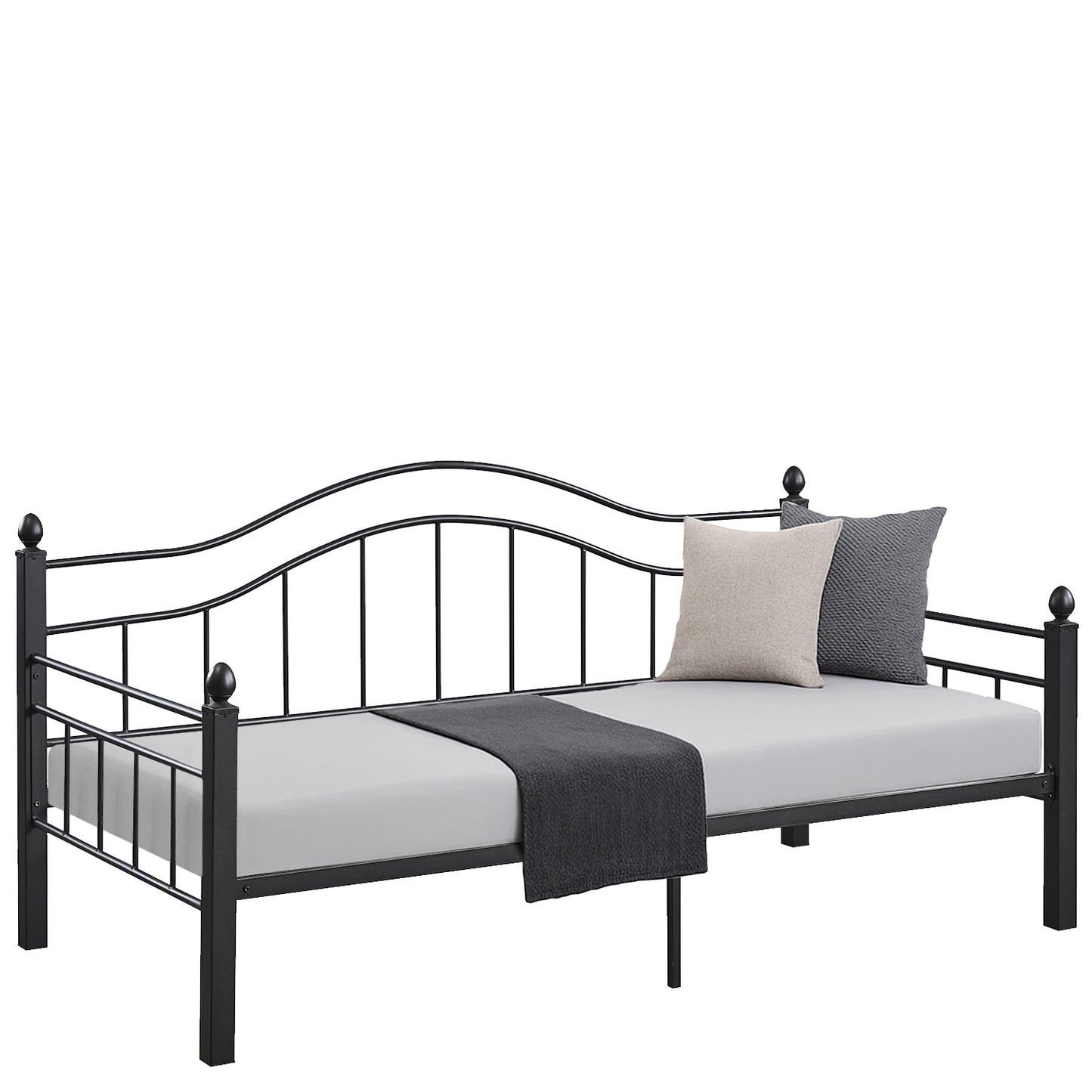 Καναπές Κρεβάτι ArteLibre PECOS Μαύρο Μέταλλο Για Στρώμα 90x190cm - Hippiehome.gr