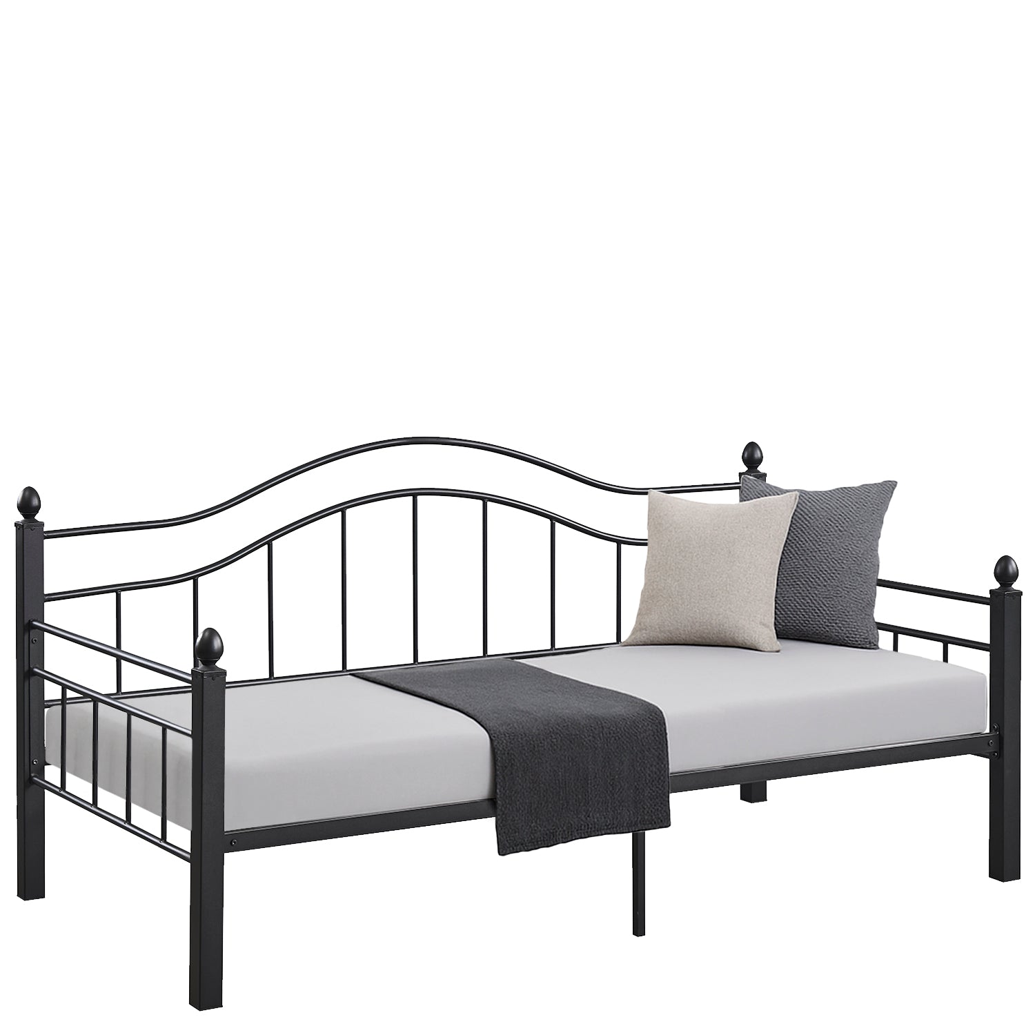 Καναπές Κρεβάτι ArteLibre PECOS Μαύρο Μέταλλο Για Στρώμα 90x190cm - Hippiehome.gr