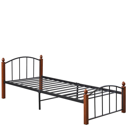 Κρεβάτι Μονό ArteLibre LARAMIE Μαύρο/Καρυδί Μέταλλο Για Στρώμα 90x200cm - Hippiehome.gr