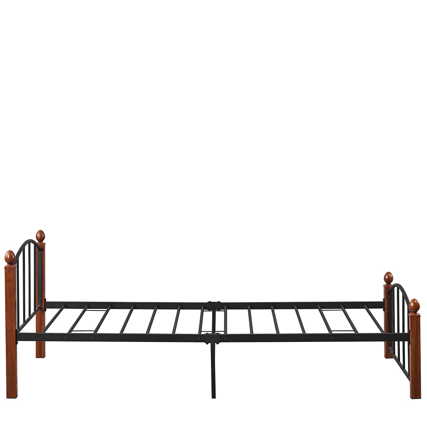 Κρεβάτι Μονό ArteLibre LARAMIE Μαύρο/Καρυδί Μέταλλο Για Στρώμα 90x200cm - Hippiehome.gr