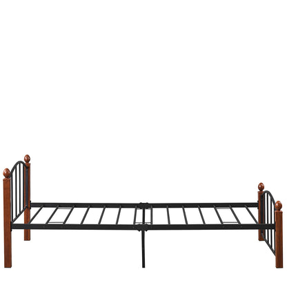 Κρεβάτι Μονό ArteLibre LARAMIE Μαύρο/Καρυδί Μέταλλο Για Στρώμα 90x200cm - Hippiehome.gr