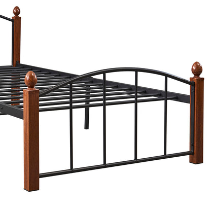 Κρεβάτι Μονό ArteLibre LARAMIE Μαύρο/Καρυδί Μέταλλο Για Στρώμα 90x200cm - Hippiehome.gr