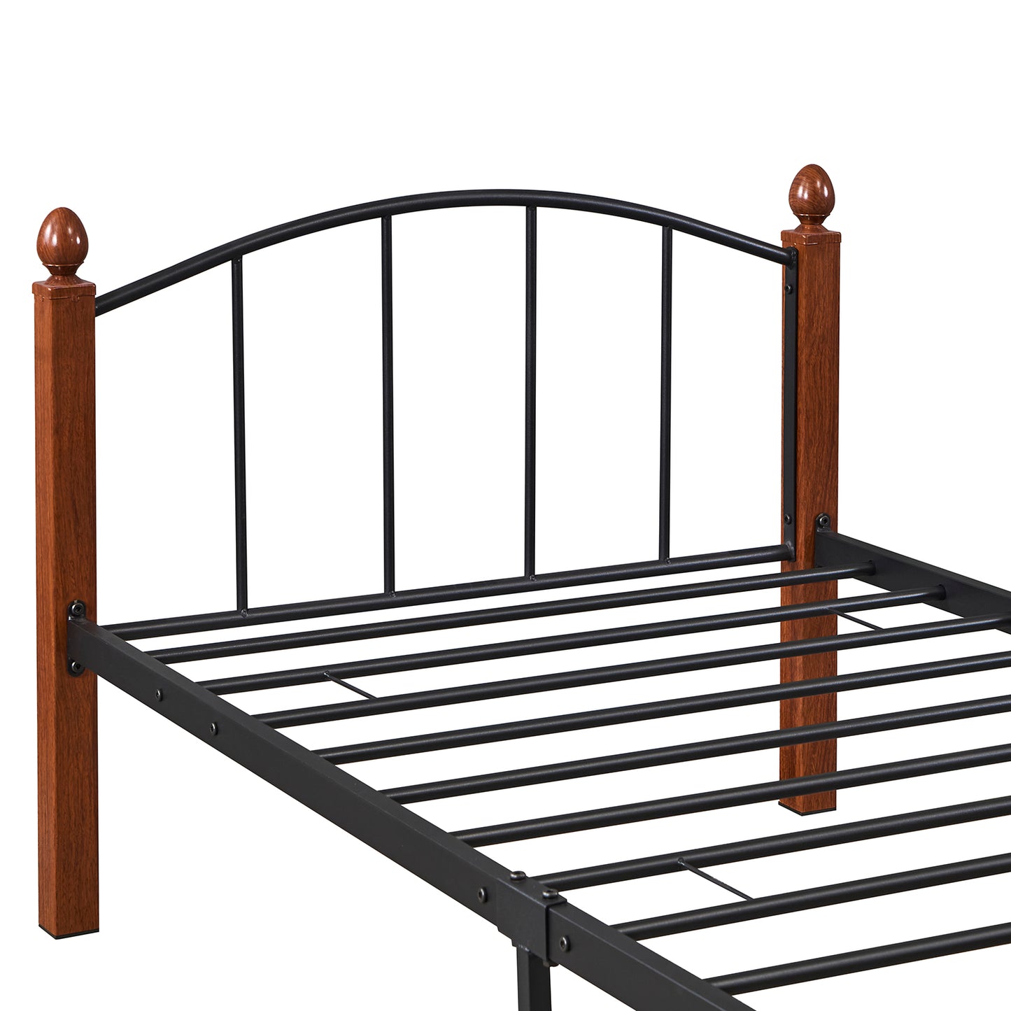 Κρεβάτι Μονό ArteLibre LARAMIE Μαύρο/Καρυδί Μέταλλο Για Στρώμα 90x200cm - Hippiehome.gr