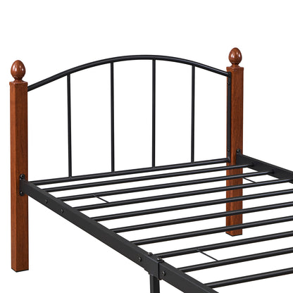 Κρεβάτι Μονό ArteLibre LARAMIE Μαύρο/Καρυδί Μέταλλο Για Στρώμα 90x200cm - Hippiehome.gr