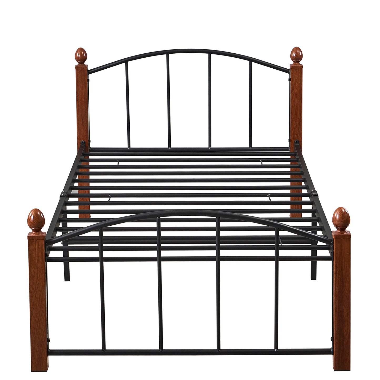 Κρεβάτι Μονό ArteLibre LARAMIE Μαύρο/Καρυδί Μέταλλο Για Στρώμα 90x200cm - Hippiehome.gr