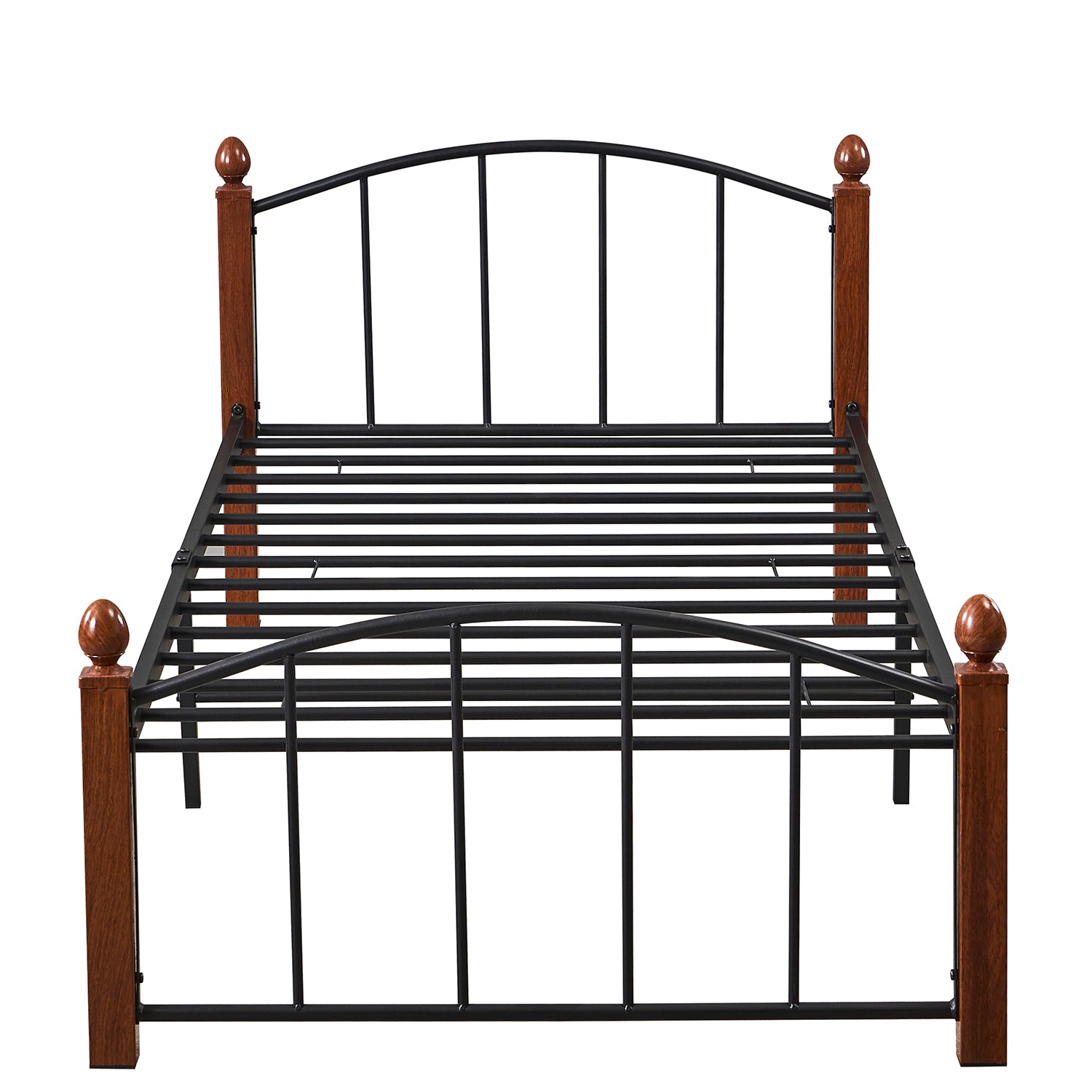 Κρεβάτι Μονό ArteLibre LARAMIE Μαύρο/Καρυδί Μέταλλο Για Στρώμα 90x200cm - Hippiehome.gr