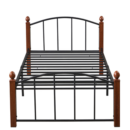 Κρεβάτι Μονό ArteLibre LARAMIE Μαύρο/Καρυδί Μέταλλο Για Στρώμα 90x200cm - Hippiehome.gr