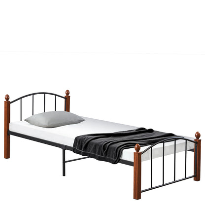 Κρεβάτι Μονό ArteLibre LARAMIE Μαύρο/Καρυδί Μέταλλο Για Στρώμα 90x200cm - Hippiehome.gr