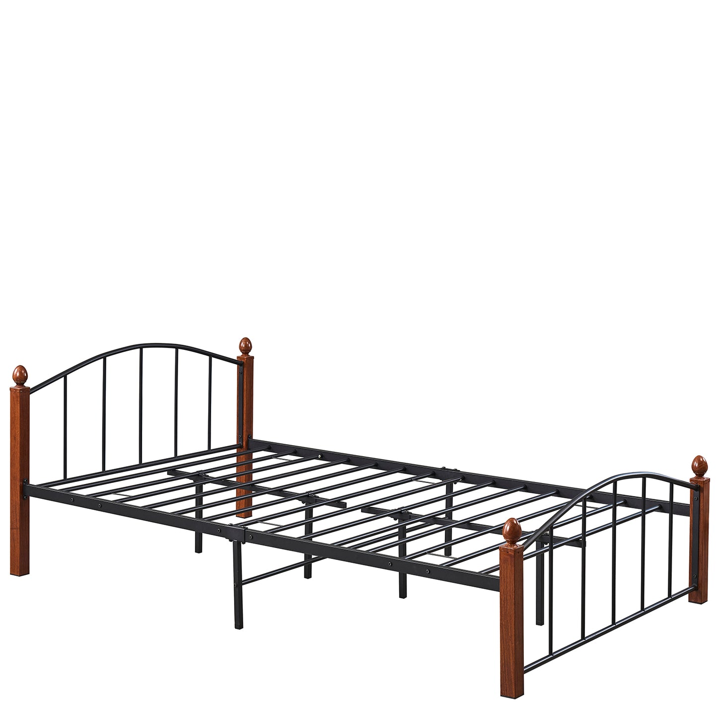 Κρεβάτι Ημίδιπλο ArteLibre LARAMIE Μαύρο/Καρυδί Μέταλλο Για Στρώμα 120x200cm - Hippiehome.gr