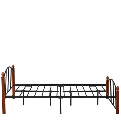 Κρεβάτι Ημίδιπλο ArteLibre LARAMIE Μαύρο/Καρυδί Μέταλλο Για Στρώμα 120x200cm - Hippiehome.gr