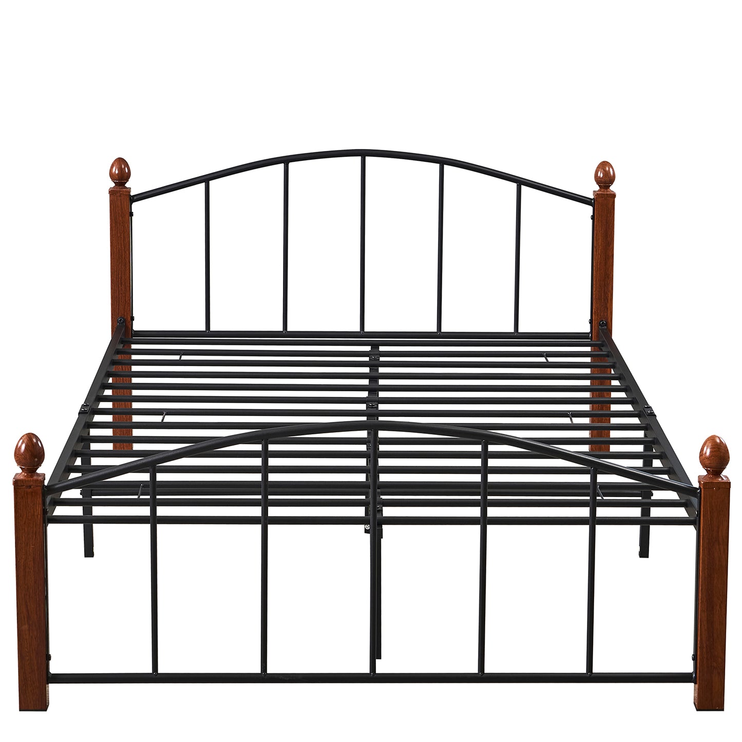 Κρεβάτι Ημίδιπλο ArteLibre LARAMIE Μαύρο/Καρυδί Μέταλλο Για Στρώμα 120x200cm - Hippiehome.gr