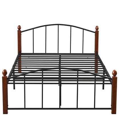 Κρεβάτι Ημίδιπλο ArteLibre LARAMIE Μαύρο/Καρυδί Μέταλλο Για Στρώμα 120x200cm - Hippiehome.gr
