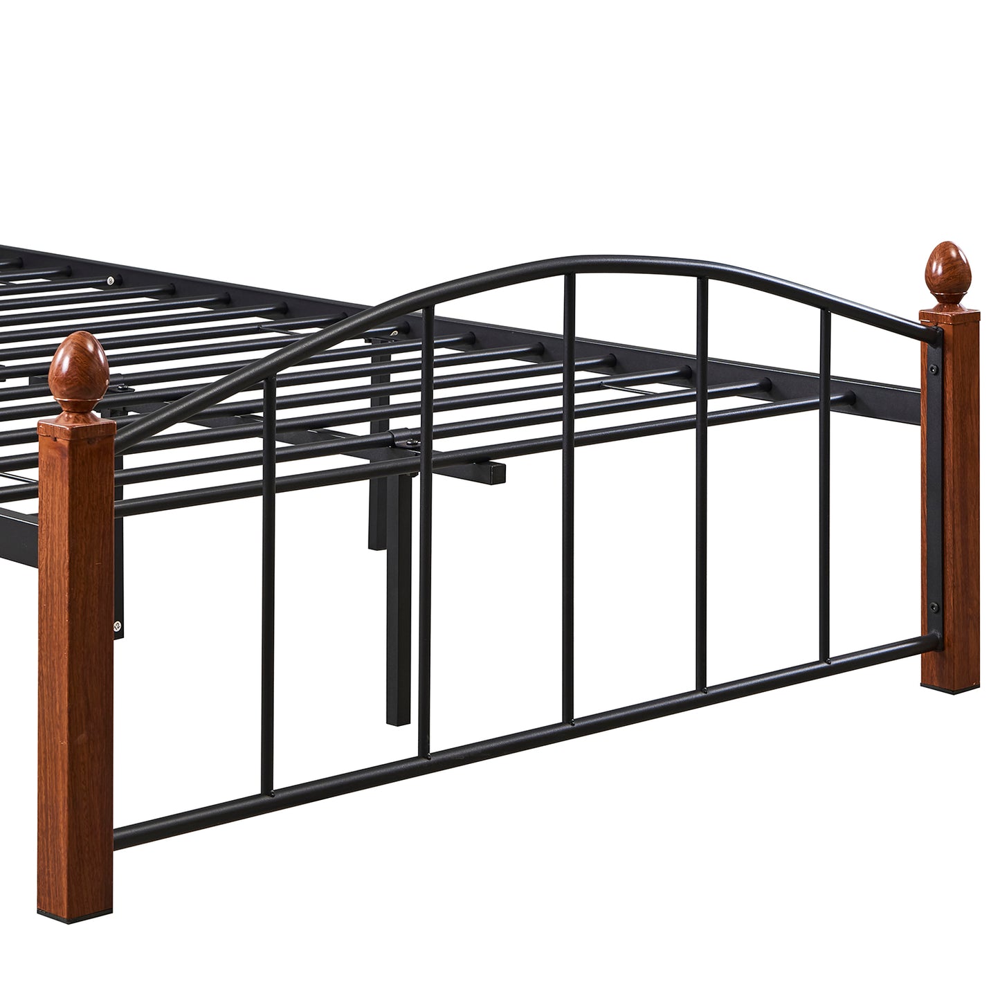 Κρεβάτι Ημίδιπλο ArteLibre LARAMIE Μαύρο/Καρυδί Μέταλλο Για Στρώμα 120x200cm - Hippiehome.gr