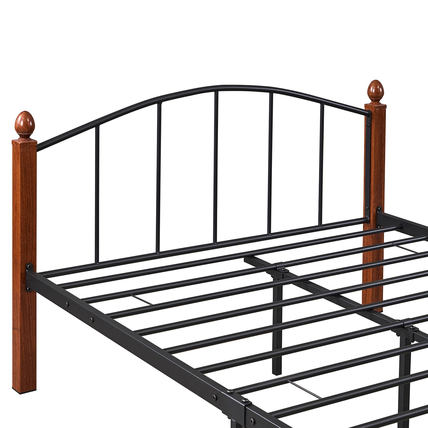 Κρεβάτι Ημίδιπλο ArteLibre LARAMIE Μαύρο/Καρυδί Μέταλλο Για Στρώμα 120x200cm - Hippiehome.gr