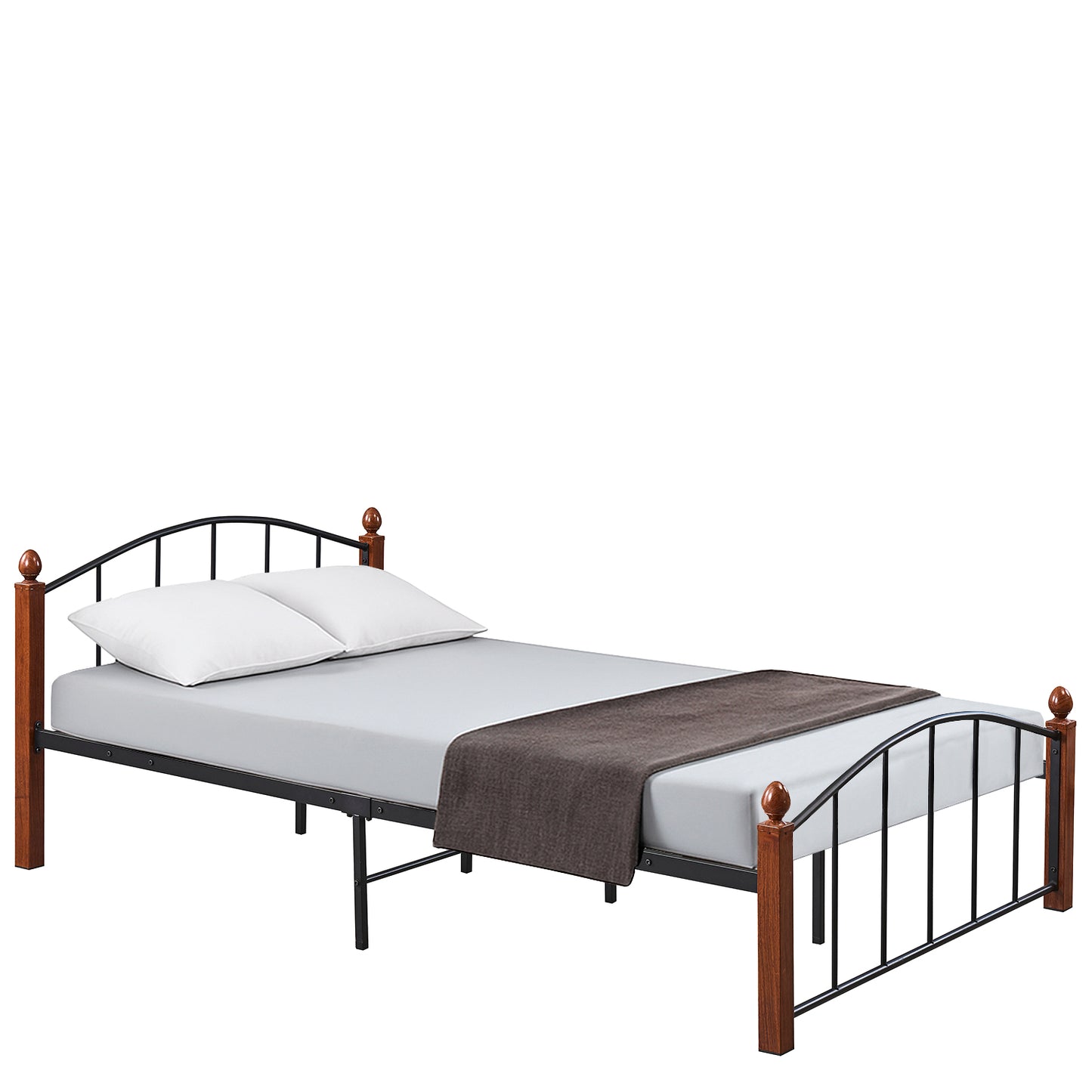 Κρεβάτι Ημίδιπλο ArteLibre LARAMIE Μαύρο/Καρυδί Μέταλλο Για Στρώμα 120x200cm - Hippiehome.gr