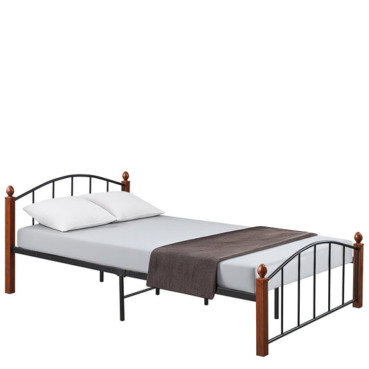 Κρεβάτι Ημίδιπλο ArteLibre LARAMIE Μαύρο/Καρυδί Μέταλλο Για Στρώμα 120x200cm - Hippiehome.gr