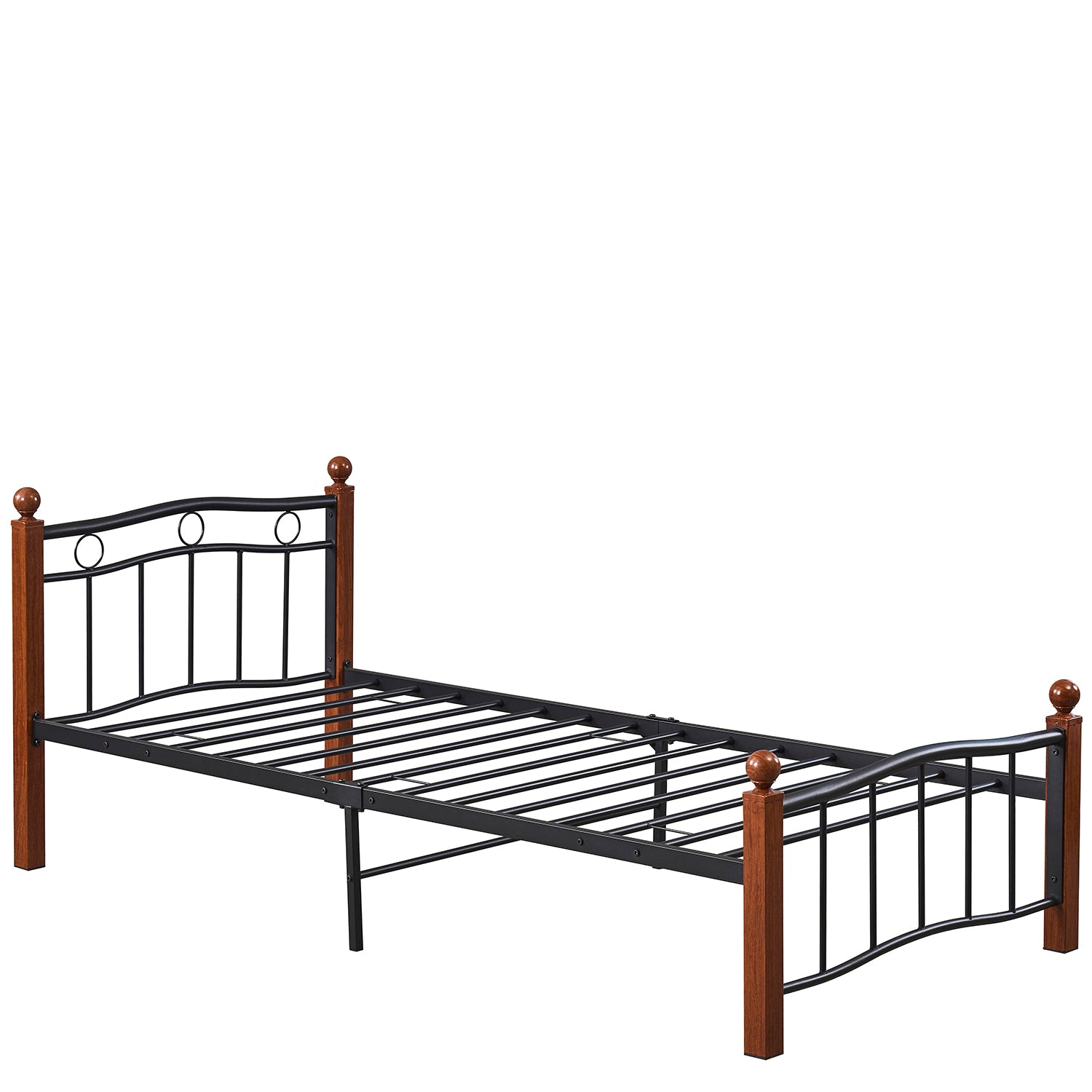 Κρεβάτι Μονό ArteLibre ARROWHEAD Μαύρο/Καρυδί Μέταλλο Για Στρώμα 90x200cm - Hippiehome.gr