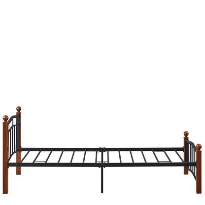 Κρεβάτι Μονό ArteLibre ARROWHEAD Μαύρο/Καρυδί Μέταλλο Για Στρώμα 90x200cm - Hippiehome.gr