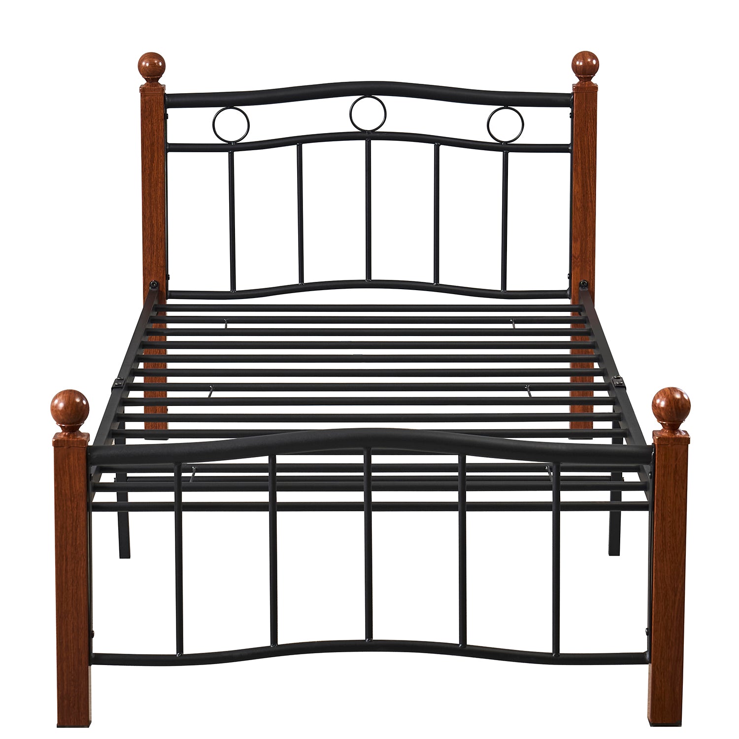 Κρεβάτι Μονό ArteLibre ARROWHEAD Μαύρο/Καρυδί Μέταλλο Για Στρώμα 90x200cm - Hippiehome.gr