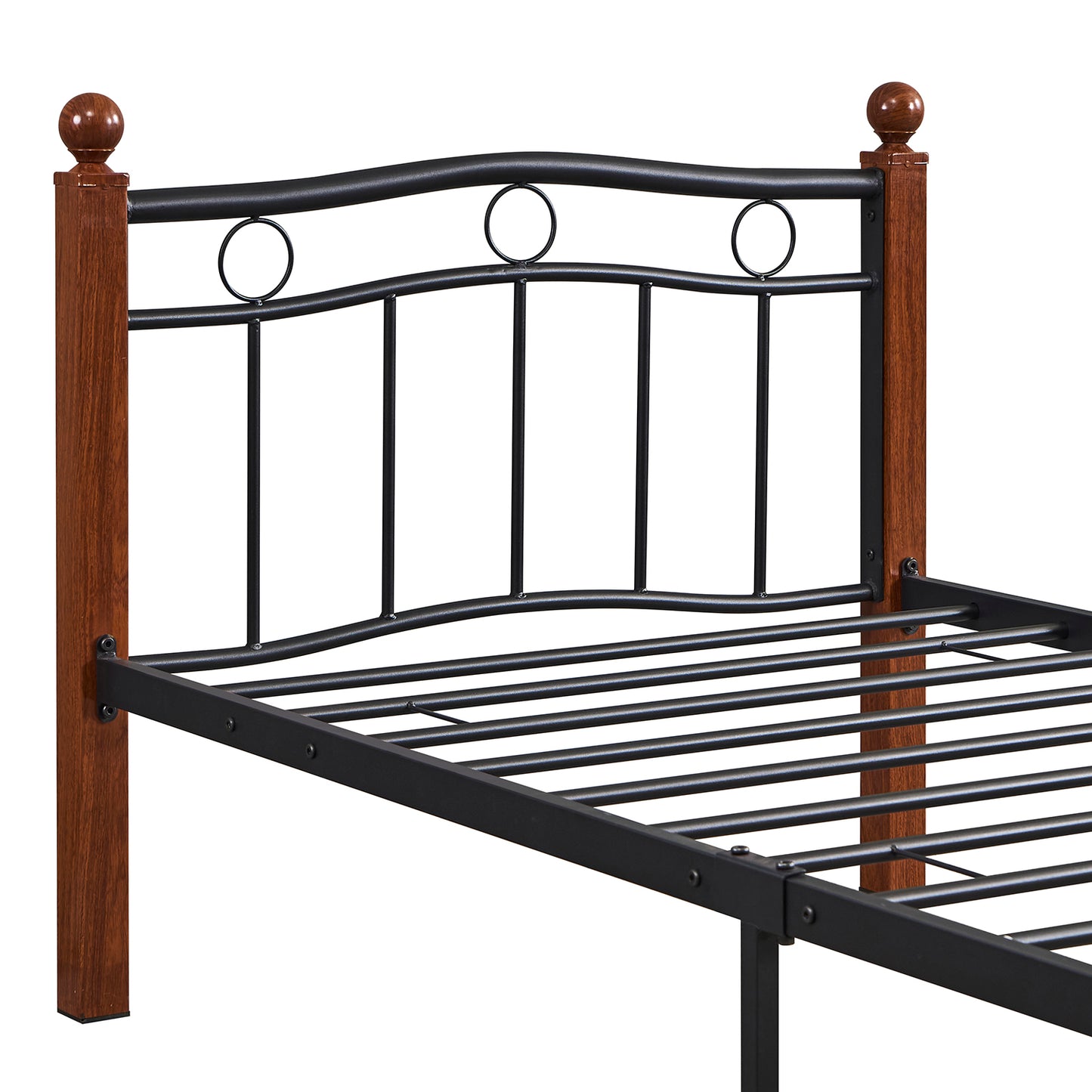 Κρεβάτι Μονό ArteLibre ARROWHEAD Μαύρο/Καρυδί Μέταλλο Για Στρώμα 90x200cm - Hippiehome.gr