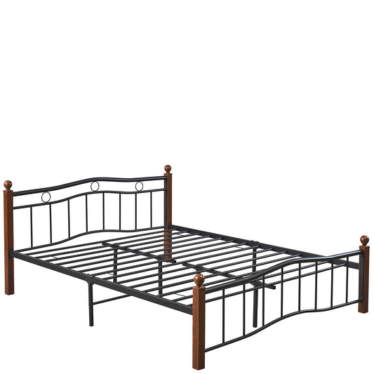 Κρεβάτι Ημίδιπλο ArteLibre ARROWHEAD Μαύρο/Καρυδί Μέταλλο Για Στρώμα 120x200cm - Hippiehome.gr