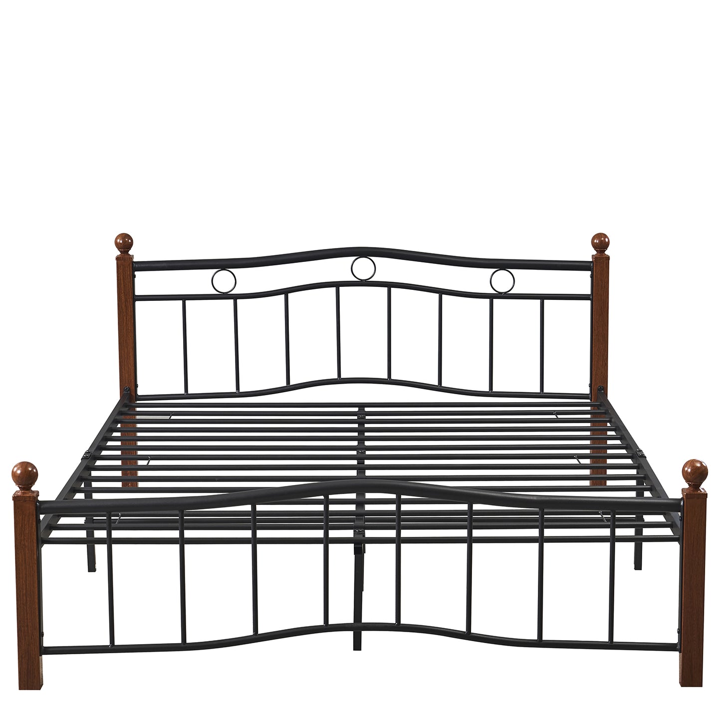 Κρεβάτι Ημίδιπλο ArteLibre ARROWHEAD Μαύρο/Καρυδί Μέταλλο Για Στρώμα 120x200cm - Hippiehome.gr