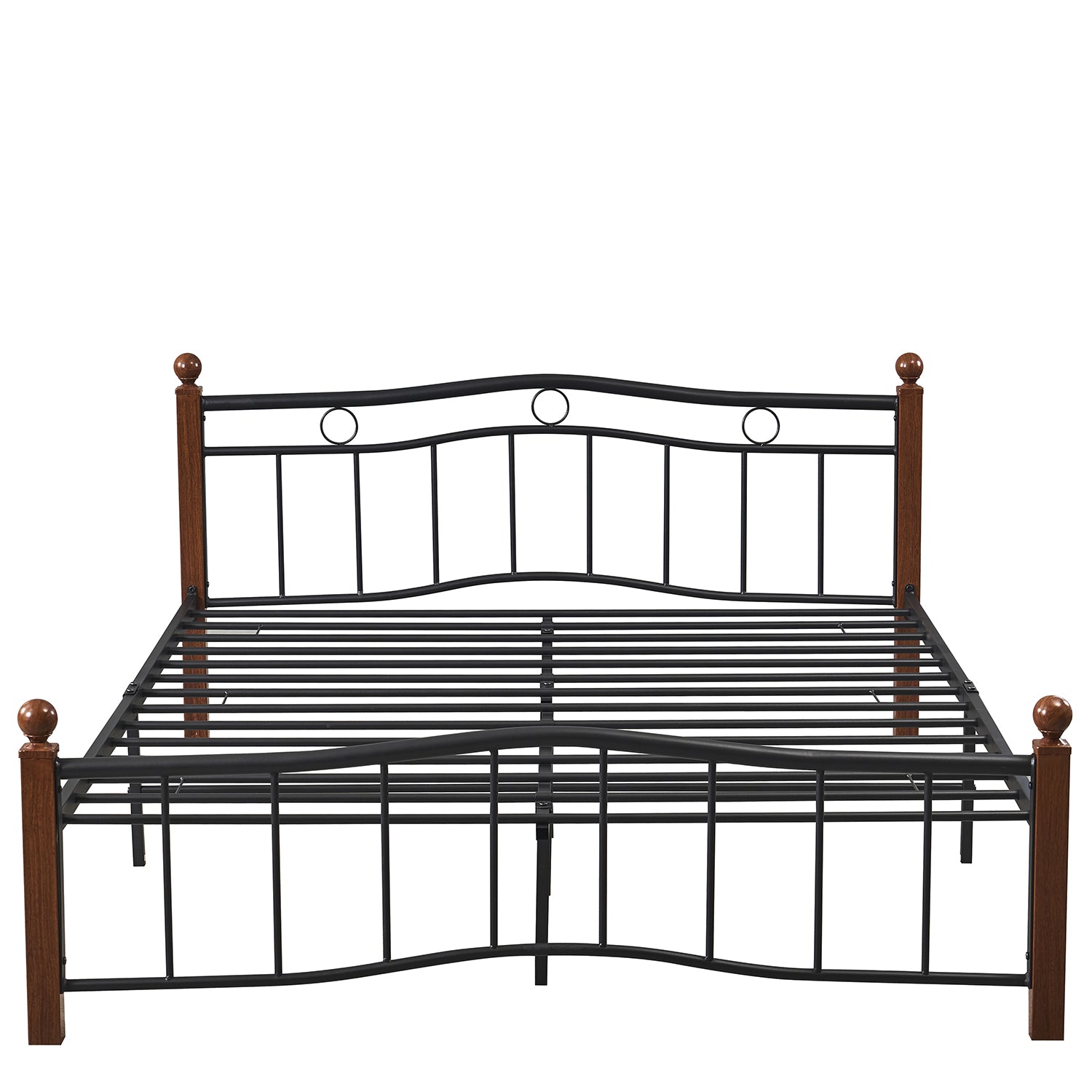 Κρεβάτι Ημίδιπλο ArteLibre ARROWHEAD Μαύρο/Καρυδί Μέταλλο Για Στρώμα 120x200cm - Hippiehome.gr