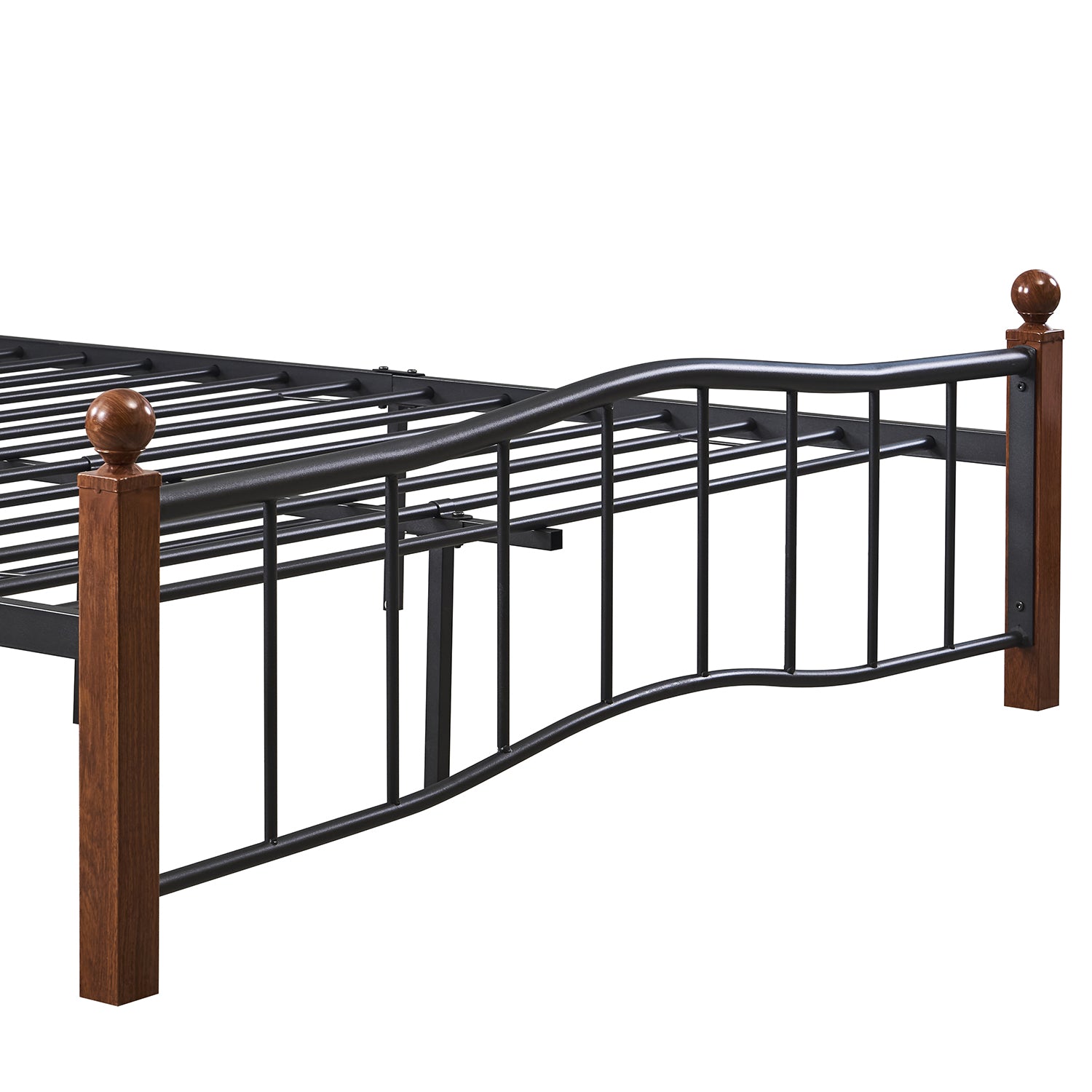 Κρεβάτι Ημίδιπλο ArteLibre ARROWHEAD Μαύρο/Καρυδί Μέταλλο Για Στρώμα 120x200cm - Hippiehome.gr