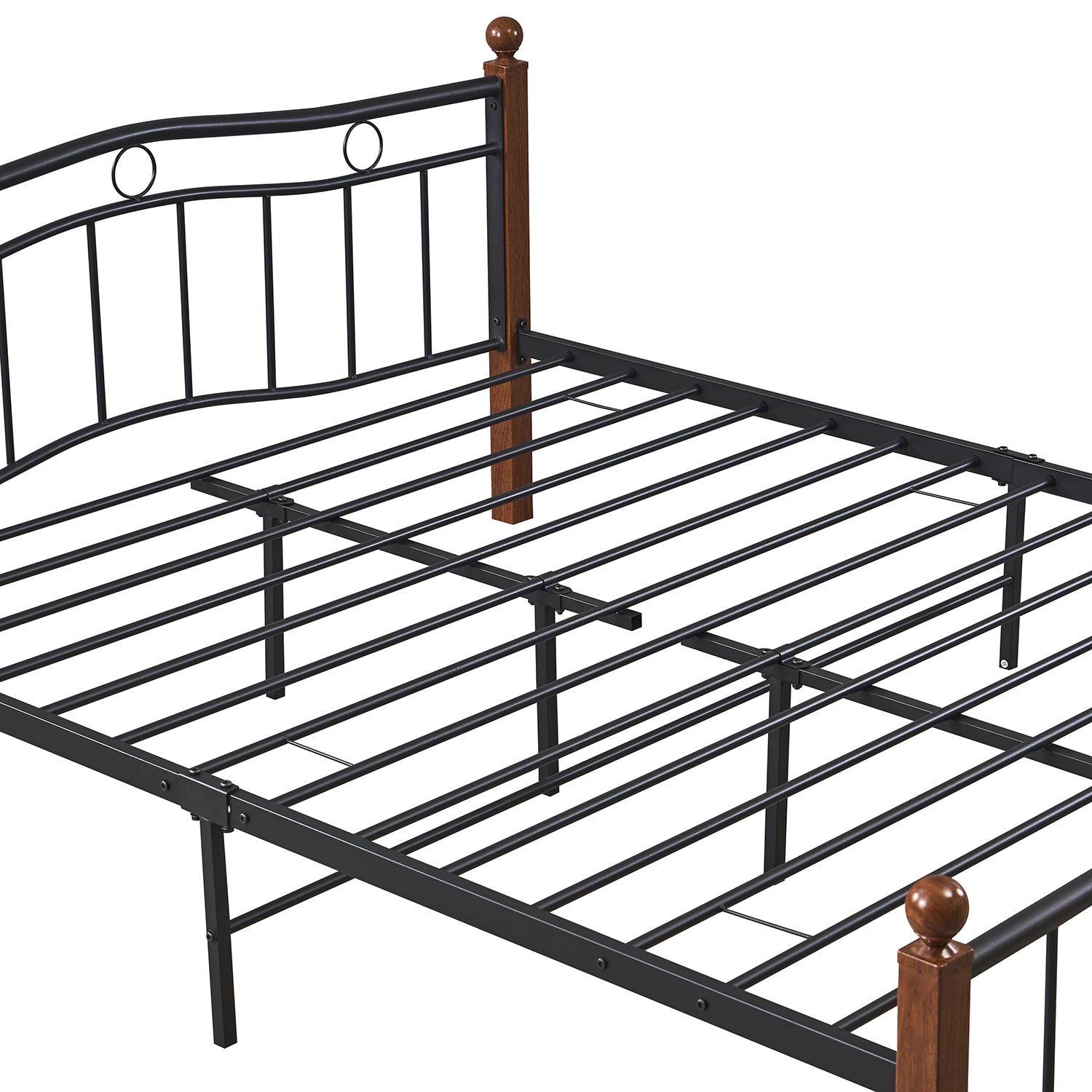 Κρεβάτι Ημίδιπλο ArteLibre ARROWHEAD Μαύρο/Καρυδί Μέταλλο Για Στρώμα 120x200cm - Hippiehome.gr