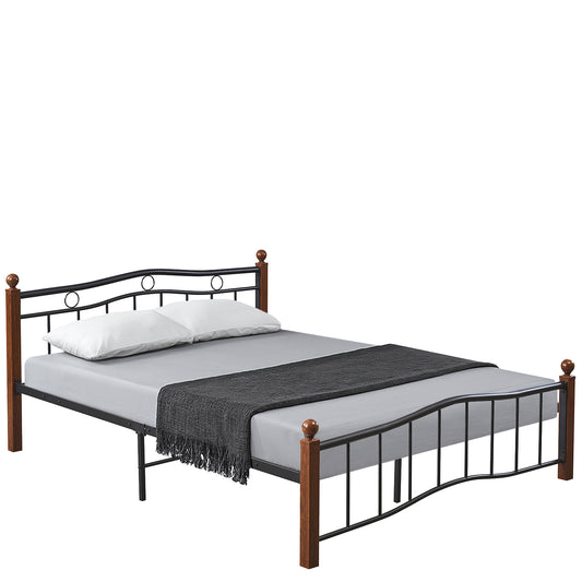 Κρεβάτι Ημίδιπλο ArteLibre ARROWHEAD Μαύρο/Καρυδί Μέταλλο Για Στρώμα 120x200cm - Hippiehome.gr