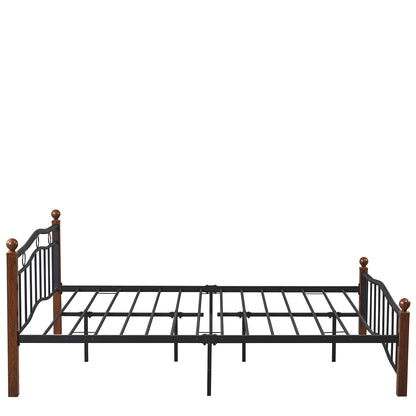 Κρεβάτι Διπλό ArteLibre ARROWHEAD Μαύρο/Καρυδί Μέταλλο Για Στρώμα 150x200cm - Hippiehome.gr