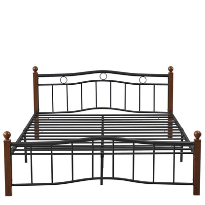 Κρεβάτι Διπλό ArteLibre ARROWHEAD Μαύρο/Καρυδί Μέταλλο Για Στρώμα 150x200cm - Hippiehome.gr