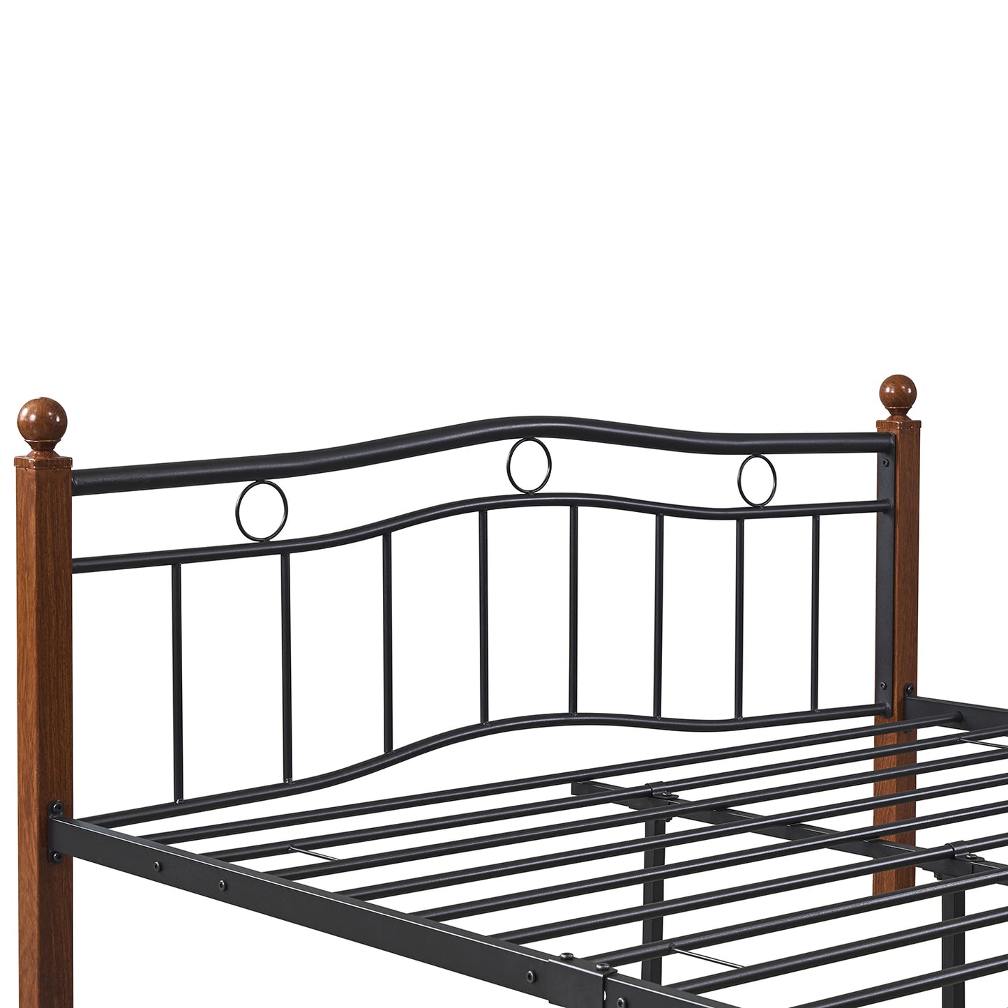 Κρεβάτι Διπλό ArteLibre ARROWHEAD Μαύρο/Καρυδί Μέταλλο Για Στρώμα 150x200cm - Hippiehome.gr