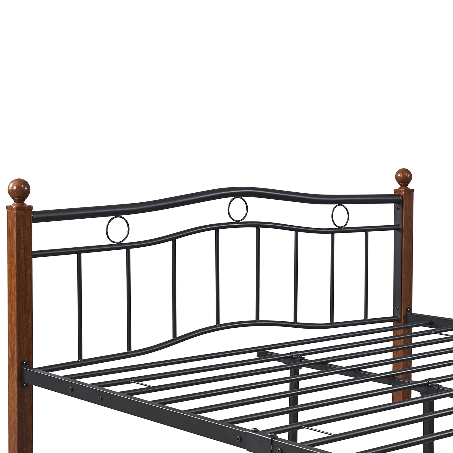 Κρεβάτι Διπλό ArteLibre ARROWHEAD Μαύρο/Καρυδί Μέταλλο Για Στρώμα 150x200cm - Hippiehome.gr