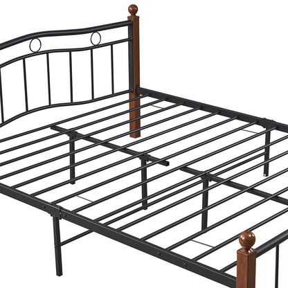 Κρεβάτι Διπλό ArteLibre ARROWHEAD Μαύρο/Καρυδί Μέταλλο Για Στρώμα 150x200cm - Hippiehome.gr