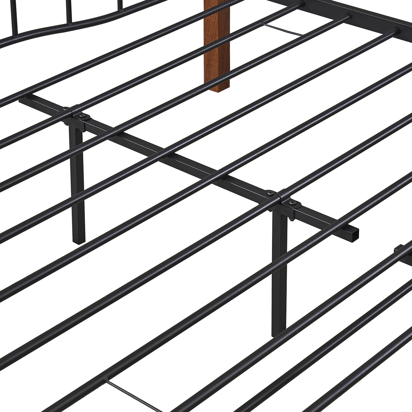 Κρεβάτι Διπλό ArteLibre ARROWHEAD Μαύρο/Καρυδί Μέταλλο Για Στρώμα 150x200cm - Hippiehome.gr