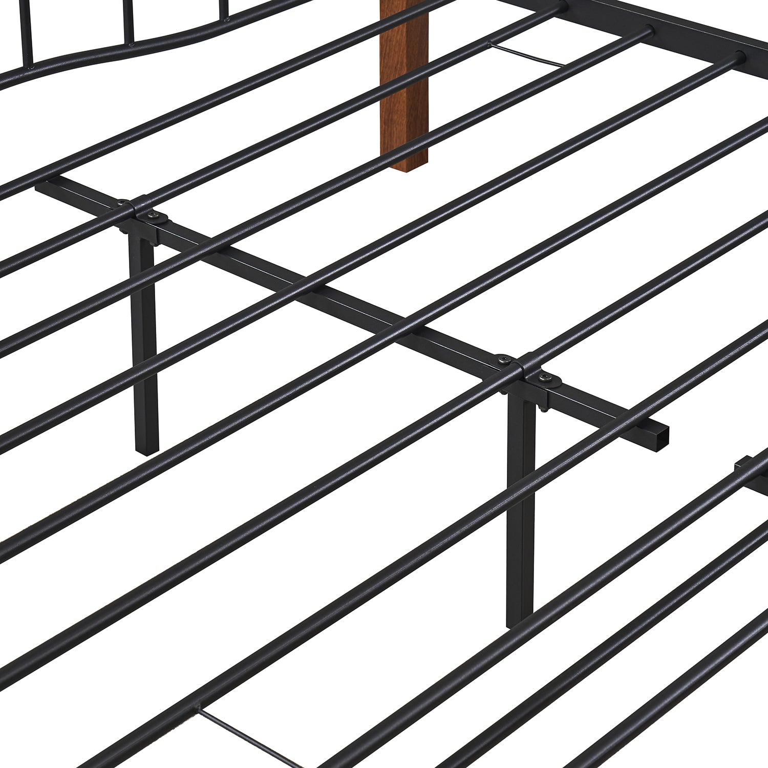 Κρεβάτι Διπλό ArteLibre ARROWHEAD Μαύρο/Καρυδί Μέταλλο Για Στρώμα 150x200cm - Hippiehome.gr