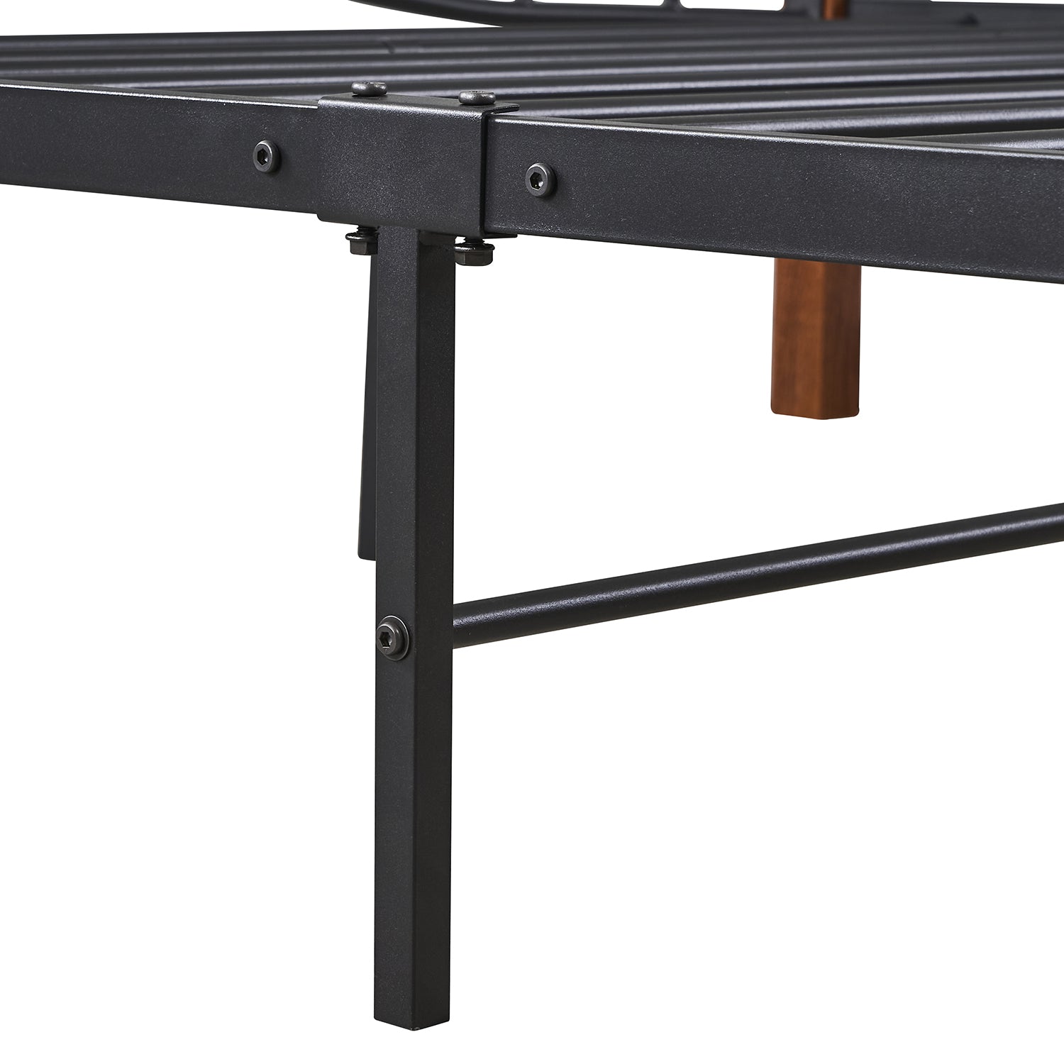 Κρεβάτι Διπλό ArteLibre ARROWHEAD Μαύρο/Καρυδί Μέταλλο Για Στρώμα 150x200cm - Hippiehome.gr