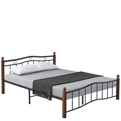 Κρεβάτι Διπλό ArteLibre ARROWHEAD Μαύρο/Καρυδί Μέταλλο Για Στρώμα 150x200cm - Hippiehome.gr