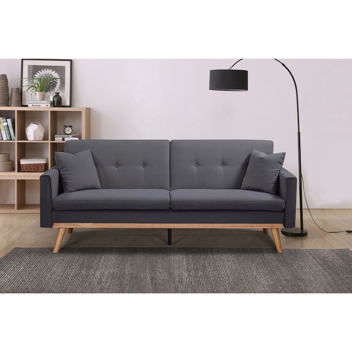 Καναπές Κρεβάτι ArteLibre BELVIA Σκούρο Γκρι 202x89x83cm - Hippiehome.gr