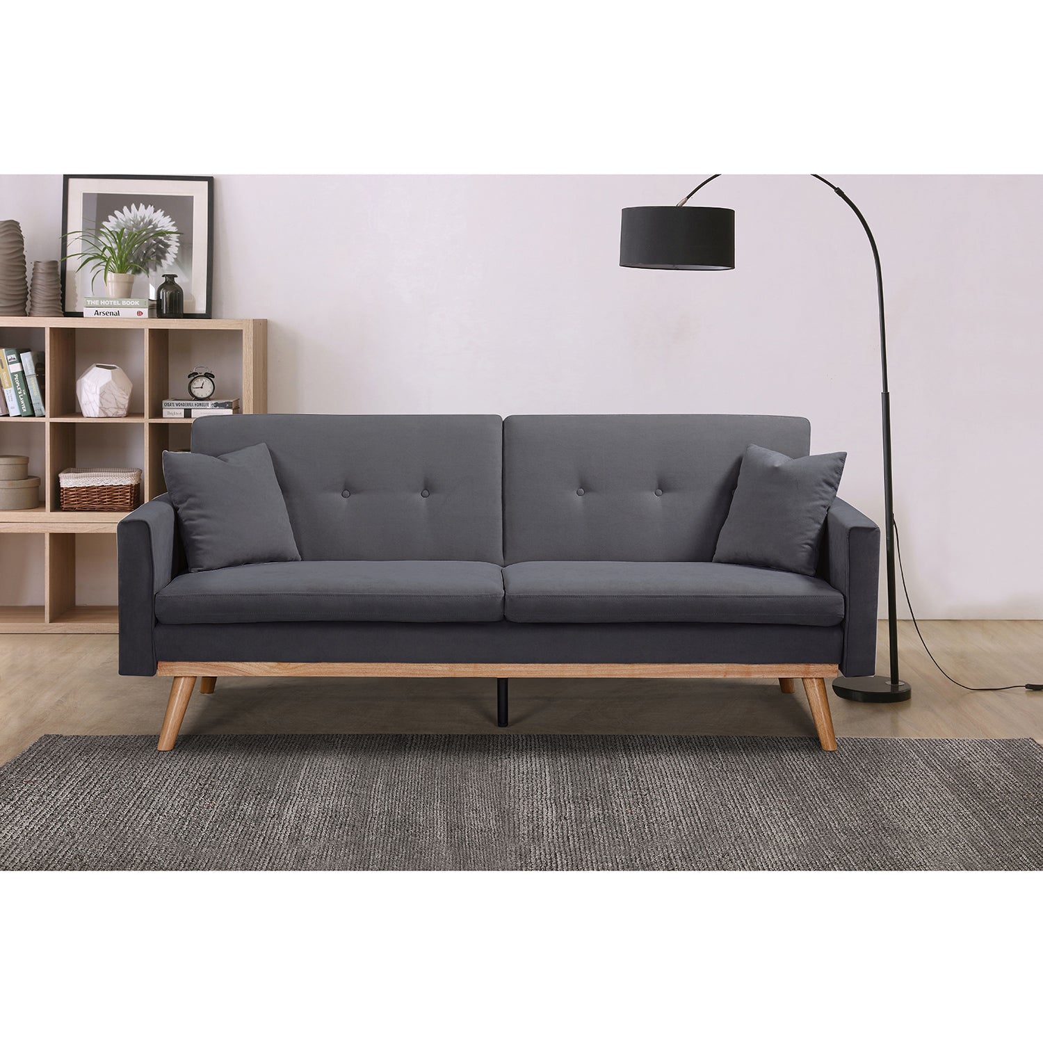 Καναπές Κρεβάτι ArteLibre BELVIA Σκούρο Γκρι 202x89x83cm - Hippiehome.gr