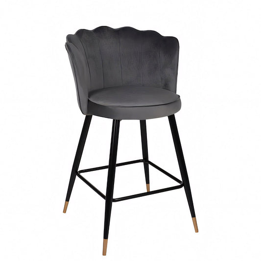 Σκαμπό Bar ArteLibre GESELL Με Πλάτη Γκρι Βελούδο/Μέταλλο 50x50x90cm - Hippiehome.gr