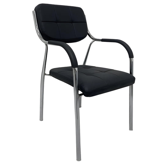 Καρέκλα Επισκέπτη GUESTEASE Μαύρο/Χρώμιο PU/Μέταλλο 48x41x87cm - Hippiehome.gr