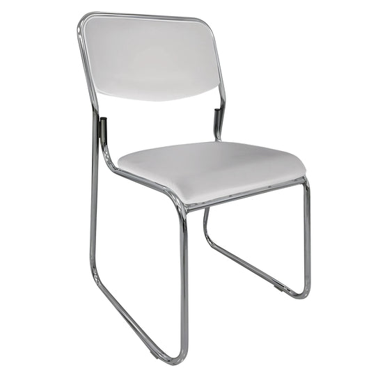 Καρέκλα Επισκέπτη FLEXVISIT Λευκό/Χρώμιο PU/Μέταλλο 40x41x81cm - Hippiehome.gr