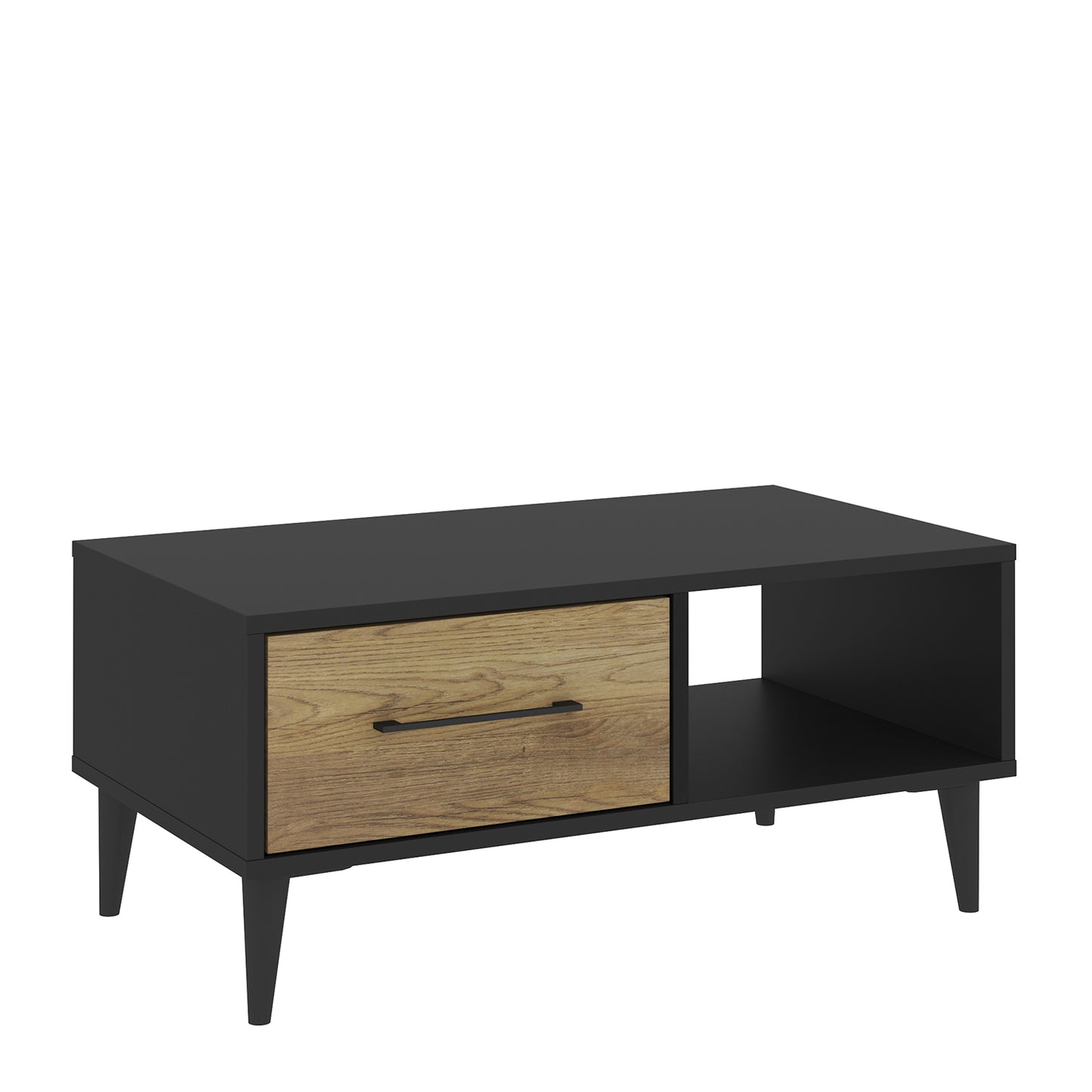 ArteLibre Coffee Table SYBILLA Natural/Black Chipboard/Melamine 150x40x84cm