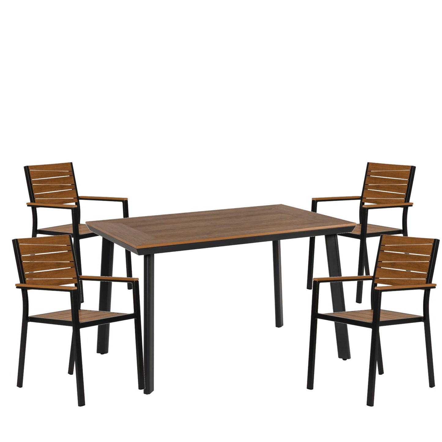 Σετ Τραπεζαρία Κήπου ArteLibre EPUPA Γκρι/Καρυδί Αλουμίνιο/Ξύλο Με 4 Πολυθρόνες 14990191 - Hippiehome.gr