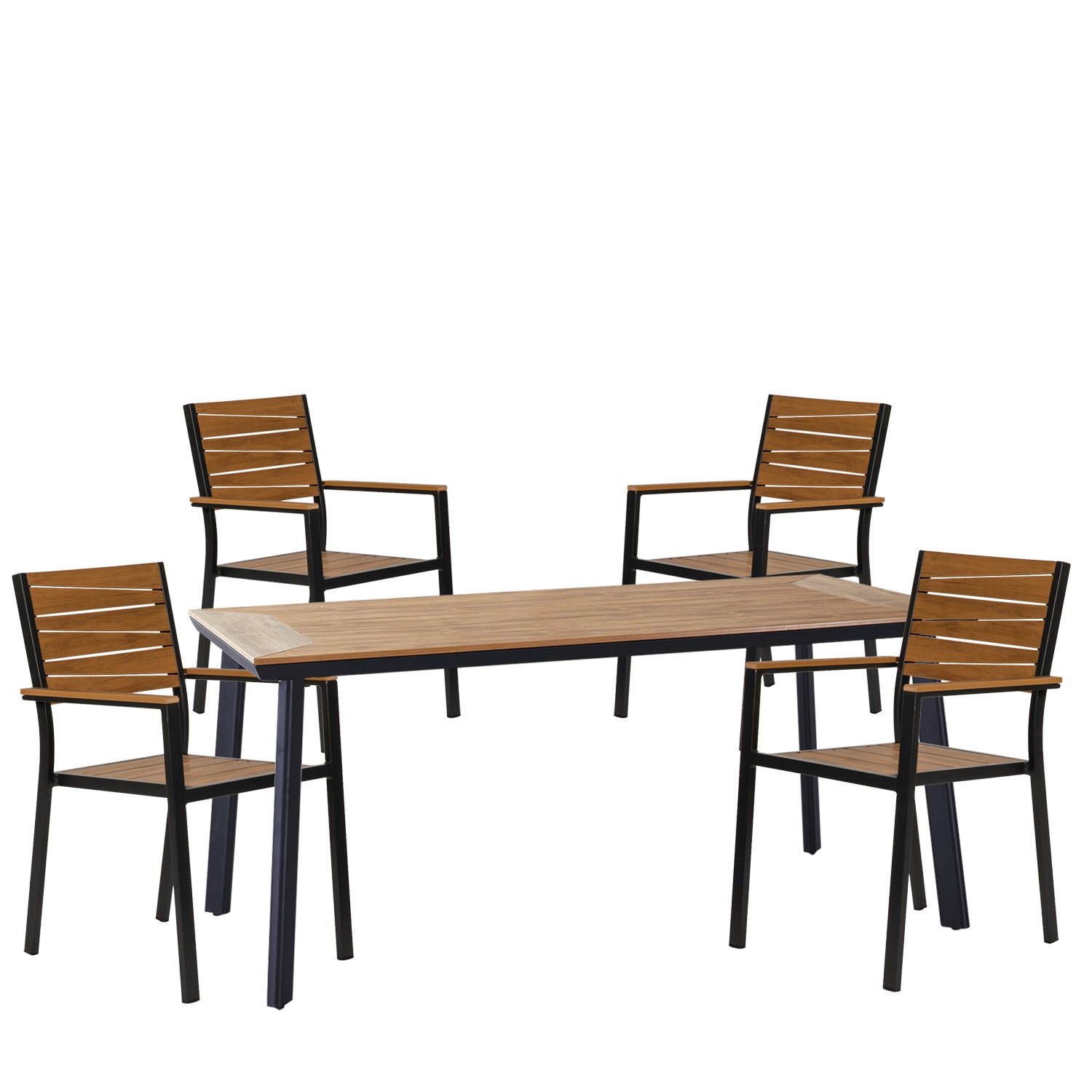 Σετ Τραπεζαρία Κήπου ArteLibre EPUPA Γκρι/Καρυδί Αλουμίνιο/Ξύλο Με 4 Πολυθρόνες 14990192 - Hippiehome.gr